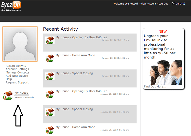 Accessing additional settings from the Recent Activity screen