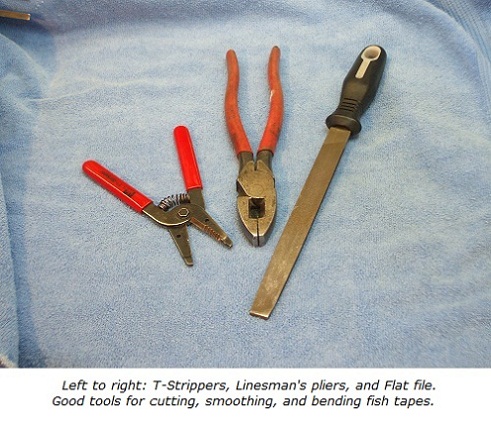 Linesmans pliers, wire strippers, flat file