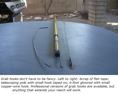 Grab hooks for snagging the fish tape