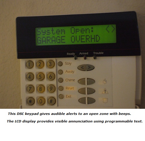 Keypad display for garage door open sensor