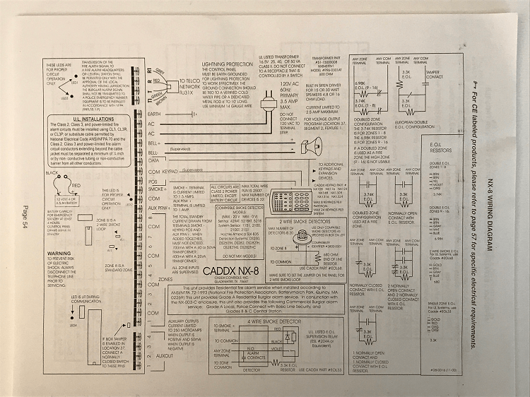 GE Home Security Systems - GE Caddx NX-8 Wiring Diagram