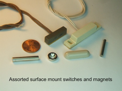 Hardwire contacts for a DIY alarm system, surface mount switches
