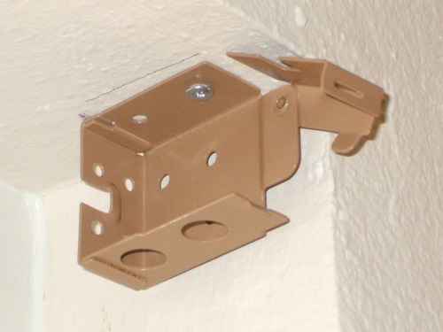 Mini-blind bracket in open position