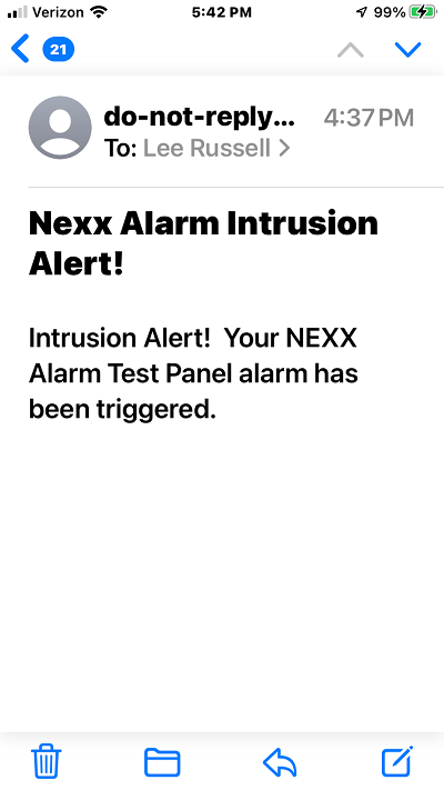 NXAL 100 Alarm Email Alert