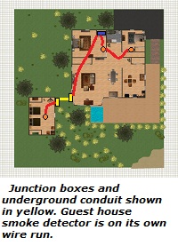 Wiring smoke detectors for a detached guest house