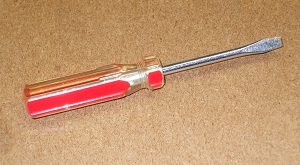 Screwdriver handle can be used to smack switches