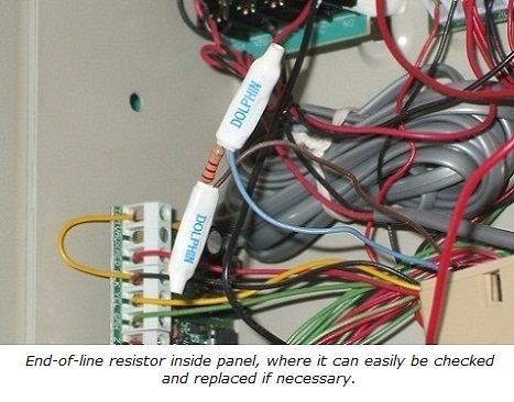 End-of-line resistor in panel