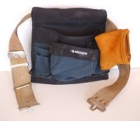 Tool Belt with Fabric and Leather Tool Pouches