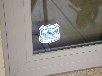 Brinks Alarm Window Sticker