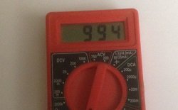 DMM showing almost 1,000 (1K) Ohms