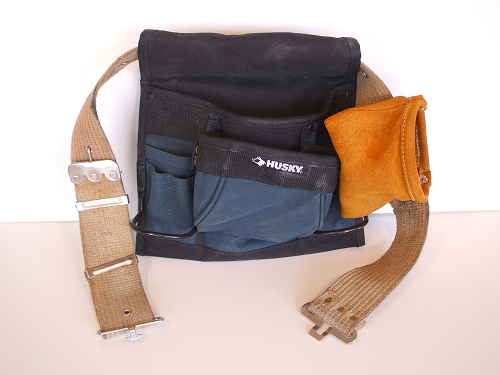 Web Tool Belt with Synthetic and Leather Tool Pouches