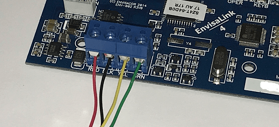 4-Conductor cable connected to EVL-4 terminals