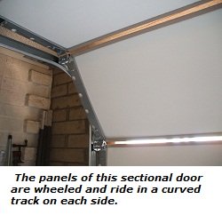 Roll-up garage door interior view