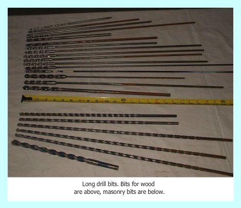 Long flex bits and long masonry drill bits