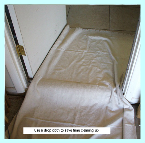 Dropcloth used for easy cleanup