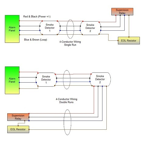 System Sensor 4 wire smoke detector diagrams