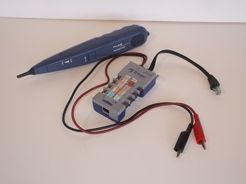 Tone generator with probe. Even though toner is Tempo brand, and probe is by Fluke, they work just fine together.